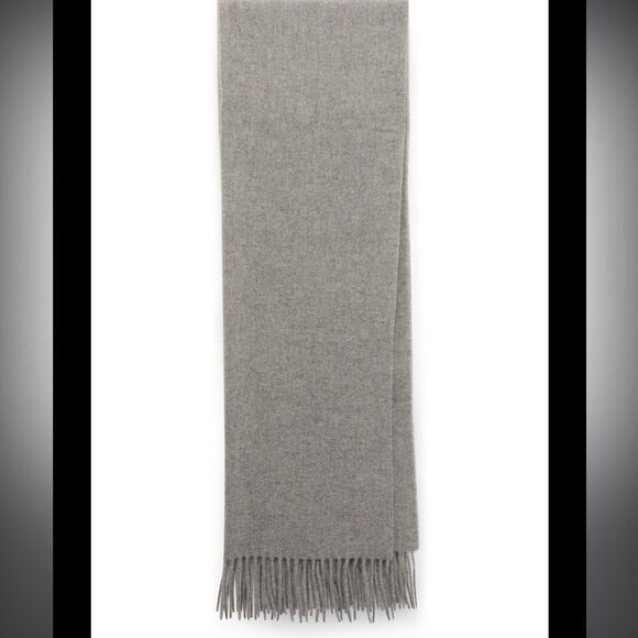 Banana Republic Light Gray Fringe Trim Wool Blend Classic Scarf - Picture 1 of 7